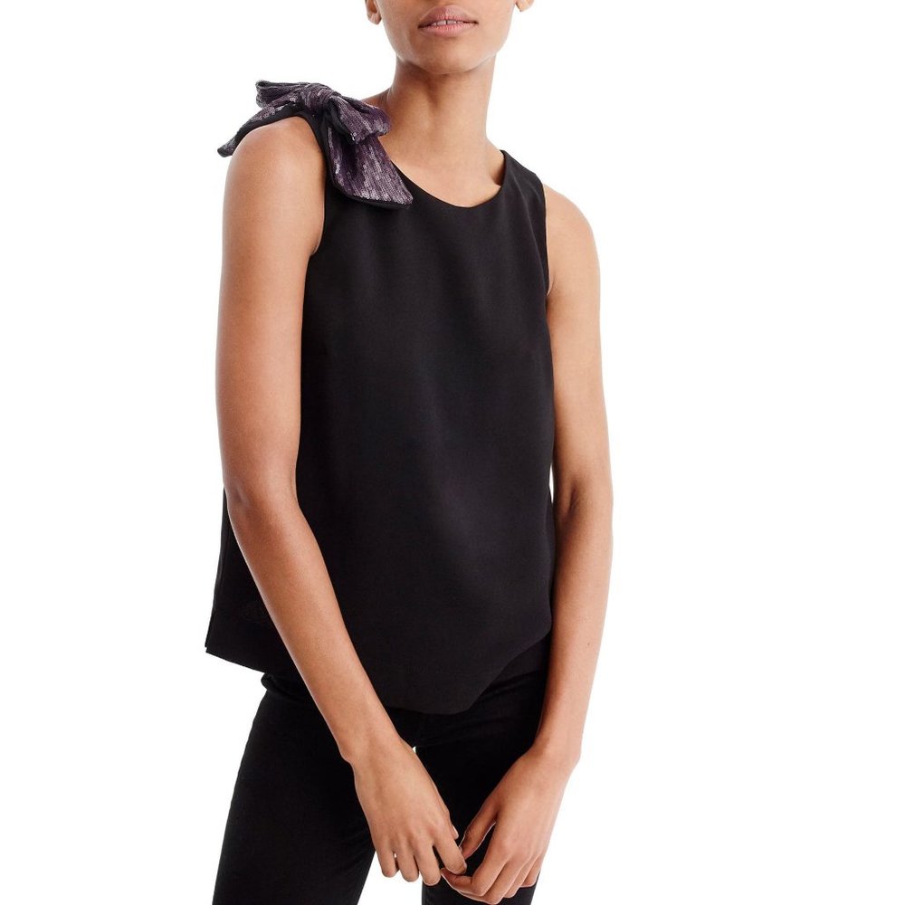 NWT J. Crew Drapey Sequin Bow Tank 6